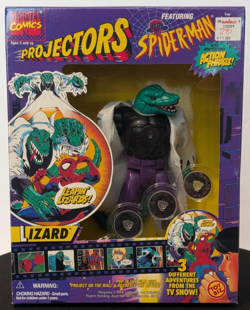 1995 Toy Biz Marvel Comics Spider-Man Projectors Lizard Action Figure image 1
