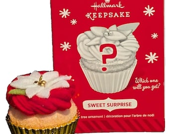 Hallmark "Sweet Surprise" Christmas Cupcakes Ornament Gold Repaint #QK5006