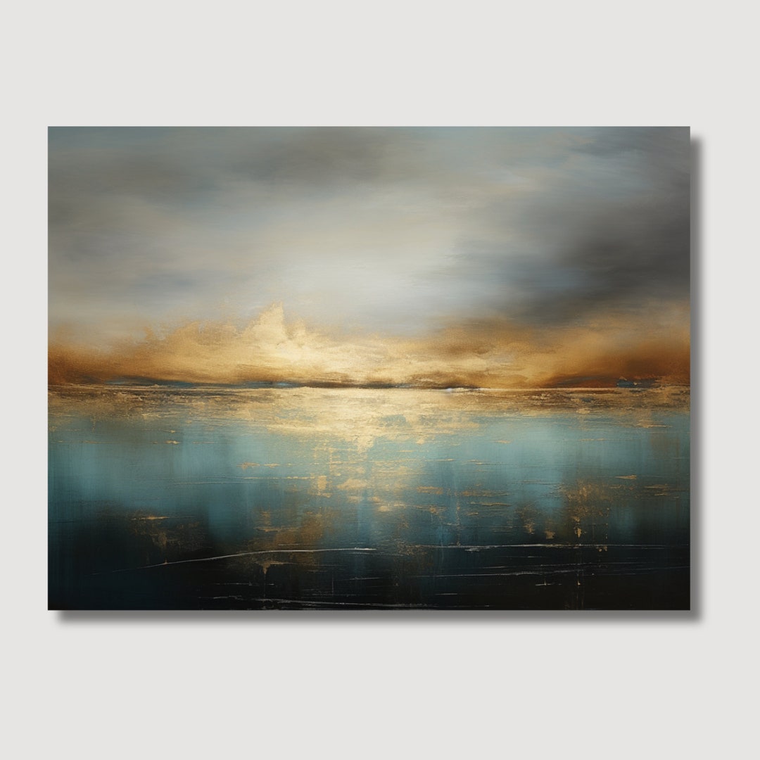 Abstract Coastal Landscape Canvas Unique Wall Art Oil Painting Extra