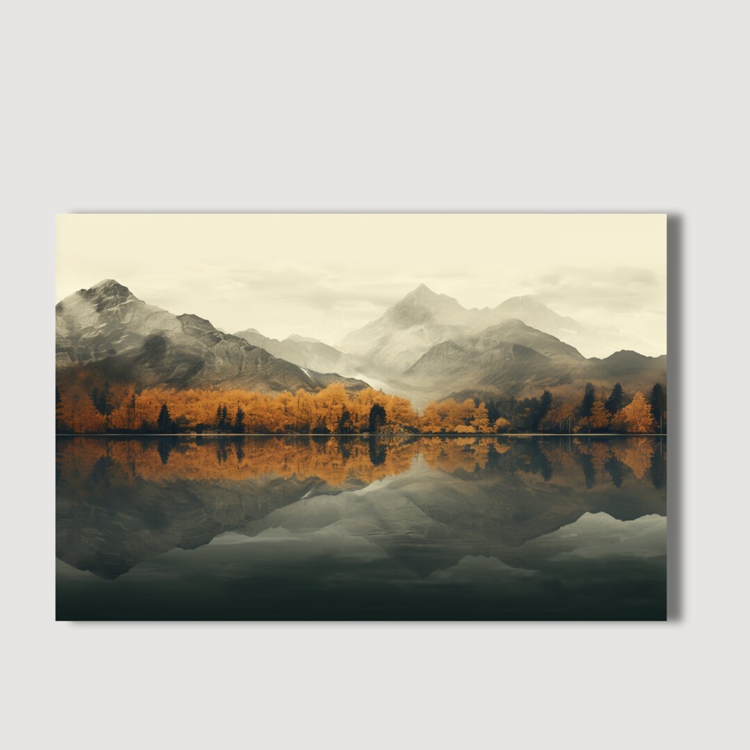 Beautiful Mountain Lake Canvas Unique Wall Art Oil Painting Extra Large