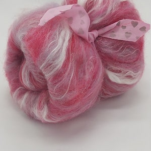 Carded Batt, 100% Merino - for Spinning and Felting - Raspberry Ripple