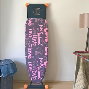 Ironing Board Cover Large – Felt-Backed, Adjustable Drawstring, Steam-Friendly, 55x140 cm, Handmade - Pink Love