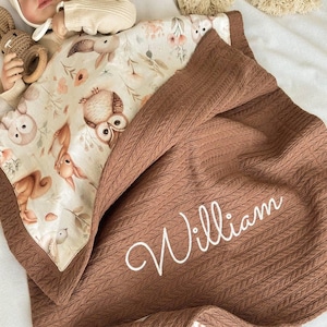 Personalisierte Babydecke mit Namen - Musselin Decke, bestickte Kinderwagendecke, Neugeborenengeschenk, Babypartygeschenk, personalisierte Decke