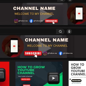Sjabloon Canva YouTube-brandingkit | YouTube-intro en outro | Ontwerp kanaalbanner | YouTube-thumbnailpakket | Bewerkbare YouTube-kit