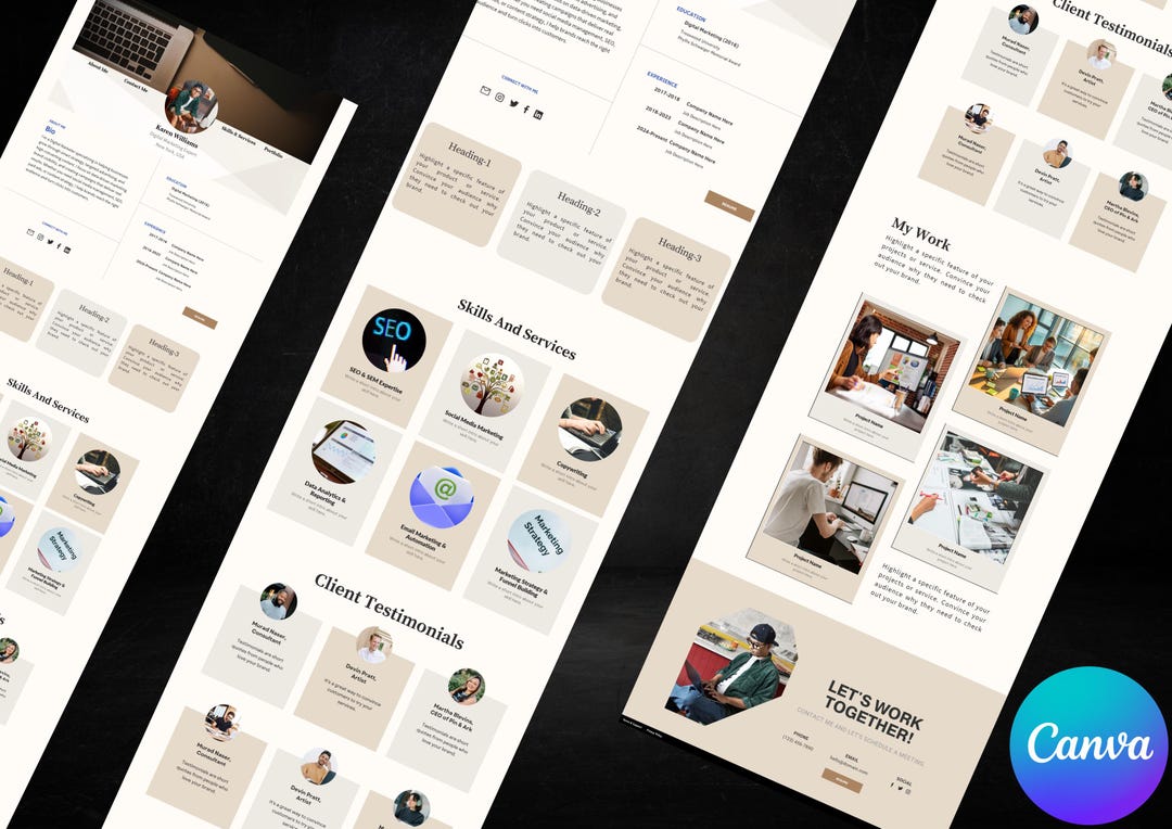 Canva Portfolio Website Template, Editable Website, Creative Portfolio ...
