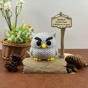Emotional Support Owl Desk Buddy | Personalized Owl Gift with Custom Sign | Cute Owl Desk Decor | Teacher Gift | Coworker Christmas Gift