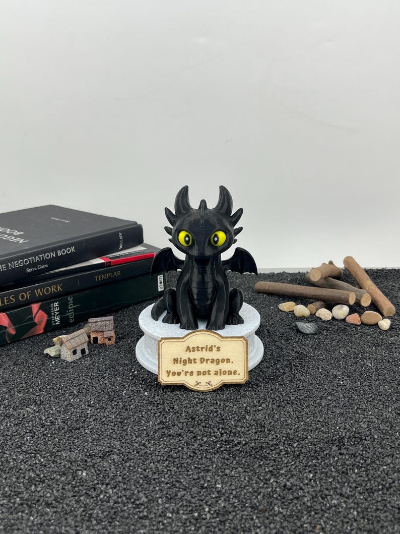 Emotional Support Toothless Dragon Desk Guardian | Custom Wooden Sign ...