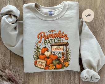 Pumpkin Patch Sweatshirt, Vintage Autumn Crewneck, Farm Fresh Pumpkin Sweater, Retro Fall Shirt