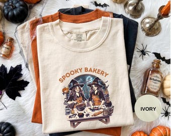 Halloween  Comfort Colors® Vintage Shirt, Retro Spooky Season Tee, Baking Witch Graphic Shirt, Baking Lover Gift