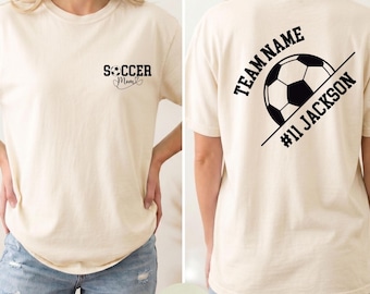 Comfort Colors® Personalized Soccer Mom Player Name & Number Shirt, Custom Soccer Team Shirt, Gift for Soccer Mom, Soccer Season Shirt