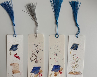 Handmade Watercolour Graduation Bookmarks-Hand-Painted Graduation Gift, Personalised Available