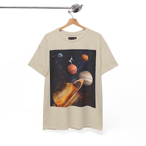 Cosmic Romance Tee, Space Graphic T-Shirt, Unisex Cotton Shirt, Astronaut Design, Gift for Stargazers, Celestial Fashion