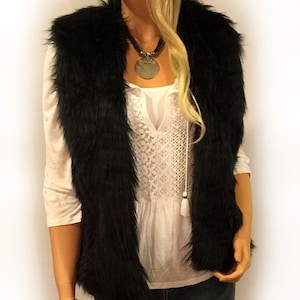 Black Shaggy Vest Etsy Canada