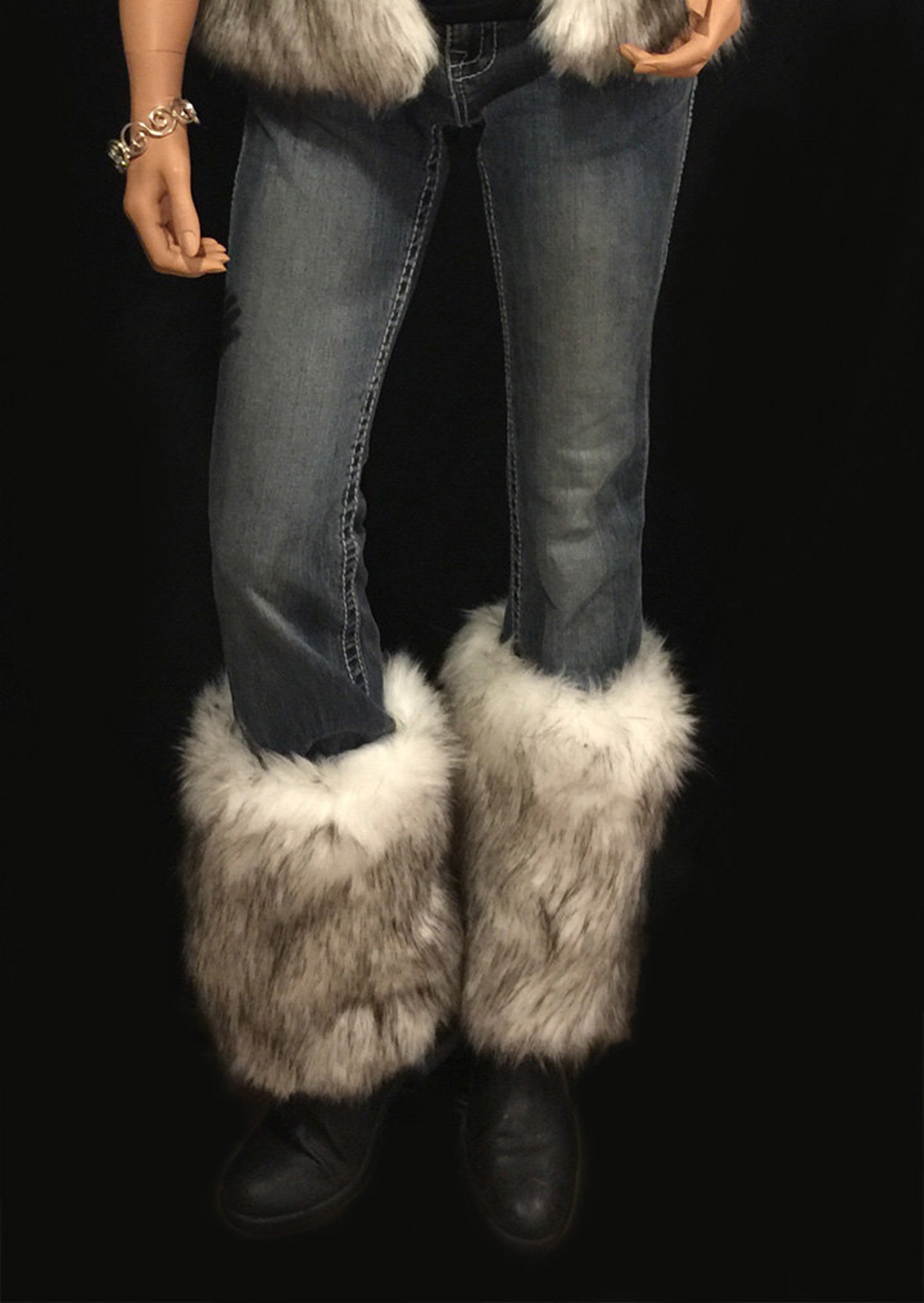 Faux Fur Leg Warmers Boot Covers in Alaskan Husky Style FG104 Etsy