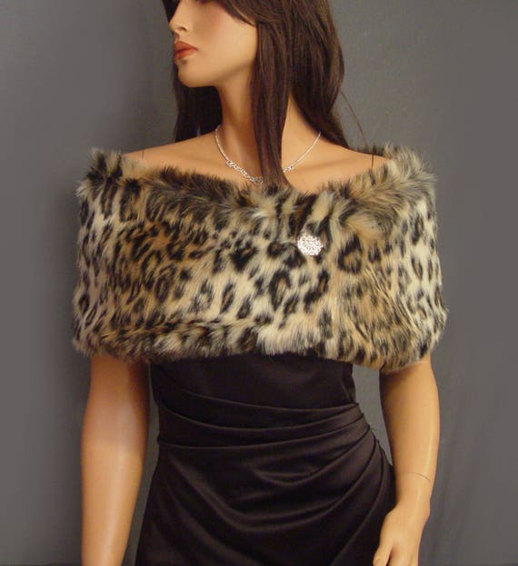 leopard print fur stole