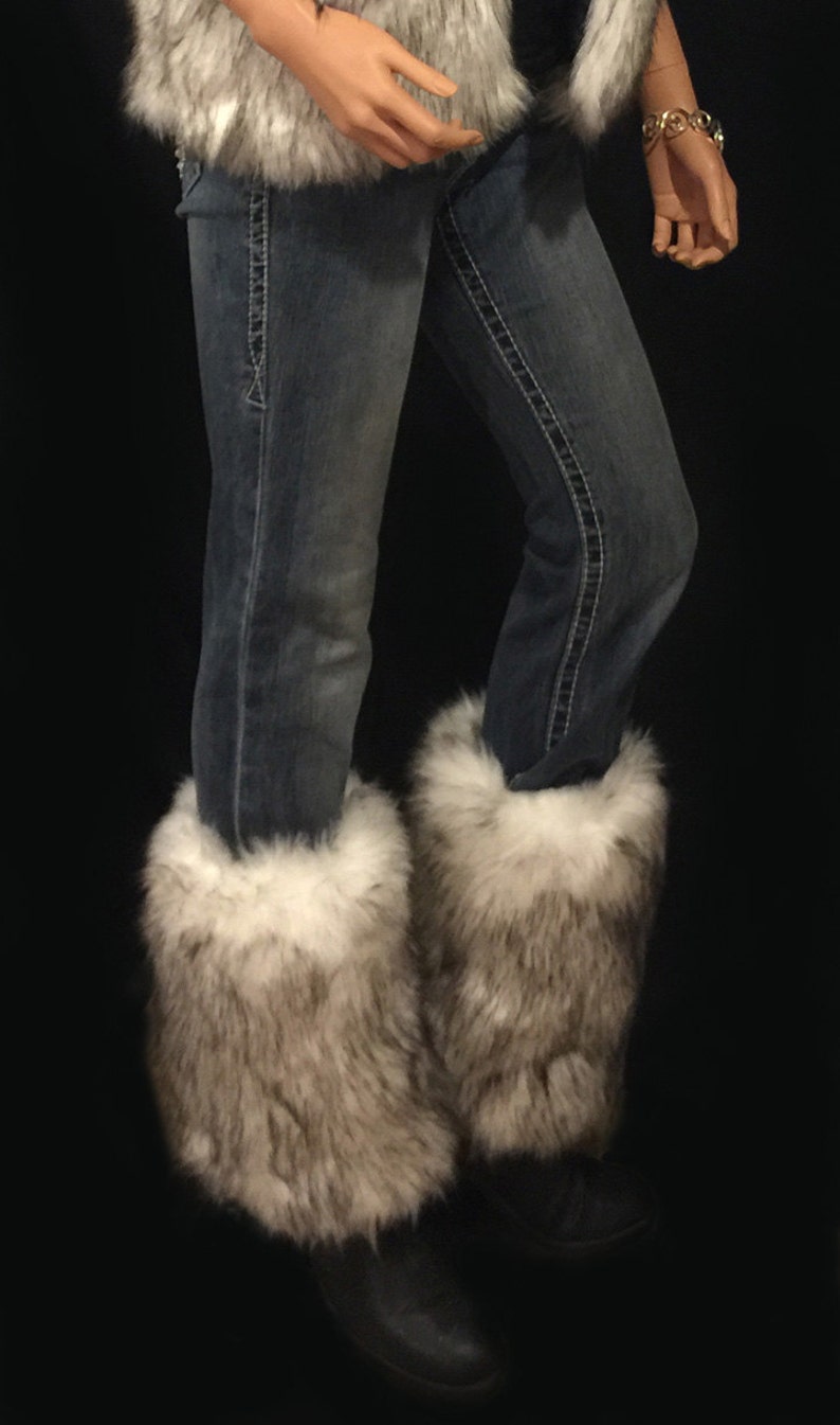 Faux Fur Leg Warmers Boot Covers in Alaskan Husky Style FG104 Etsy