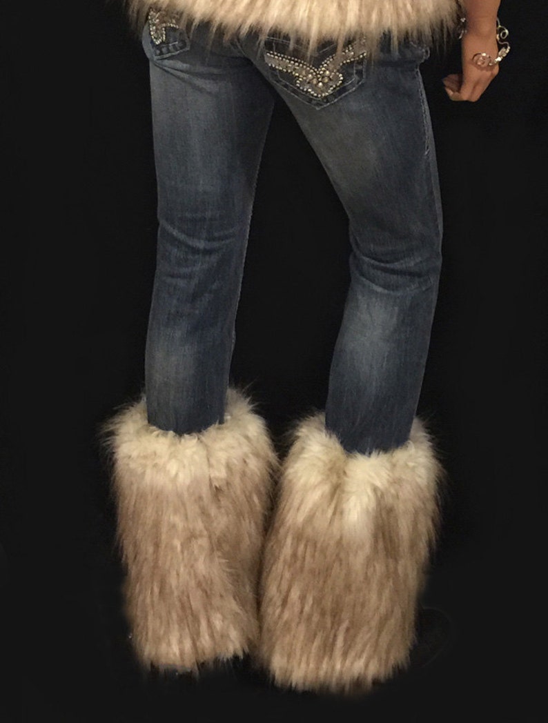 Faux Fur Leg Warmers Fur Boot Covers in Desert Fox Brown Etsy