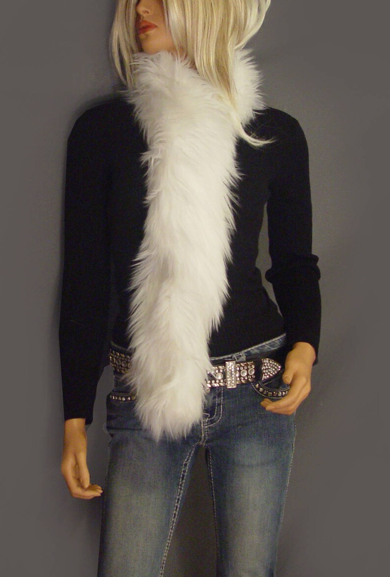 White Faux Fur Scarf Faux Fur Boa in Angora Faux Fur Wrap Etsy