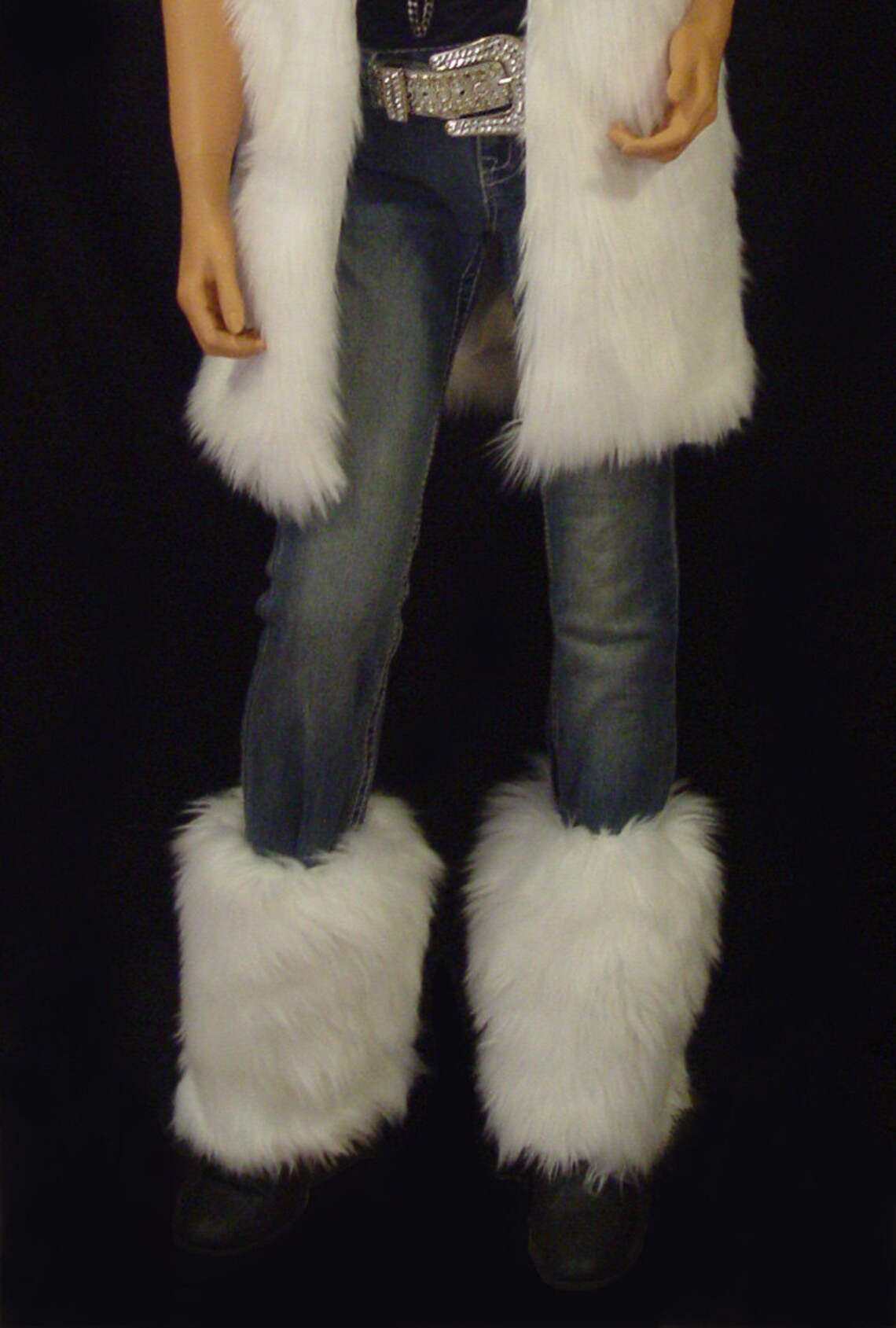 Faux Fur Leg Warmers Boot Covers in White Angora Style FG101 Etsy