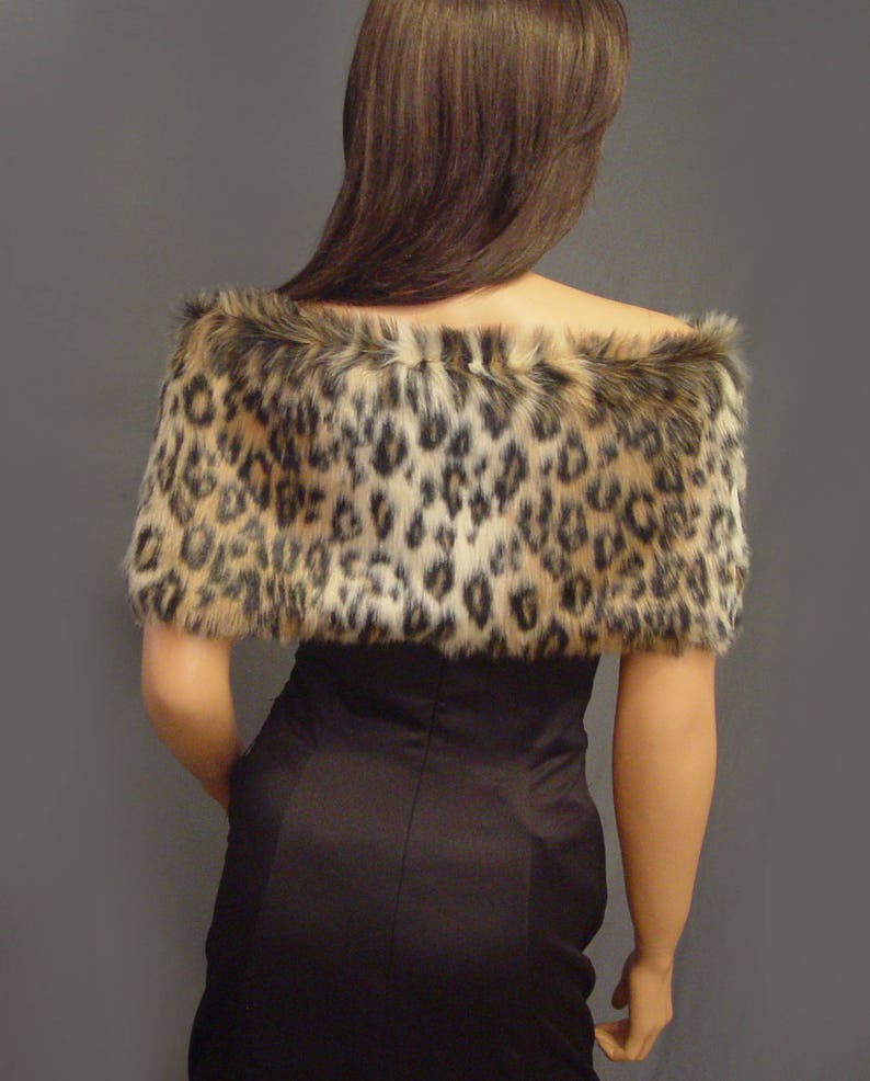 Faux Fur Shrug Stole Shawl in Leopard Bridal Wedding Wrap Etsy