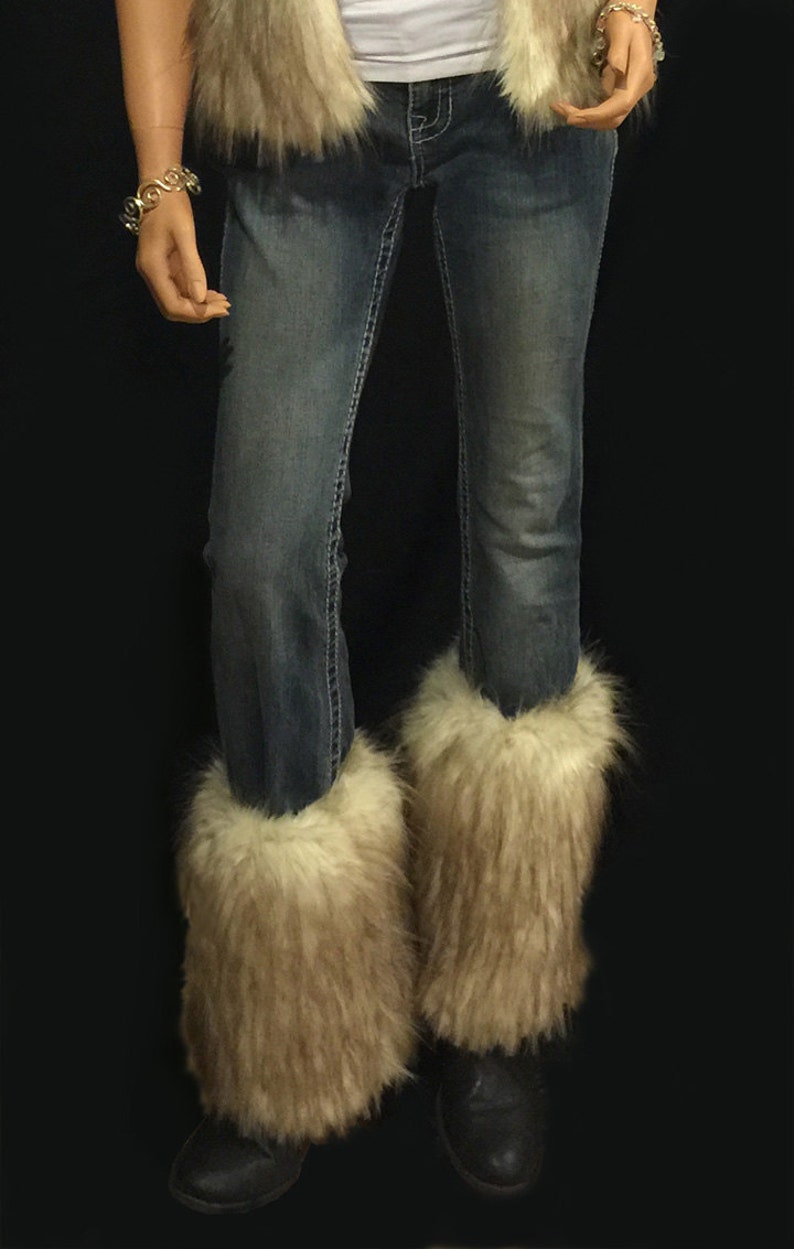 Faux Fur Leg Warmers Fur Boot Covers in Desert Fox Brown Etsy