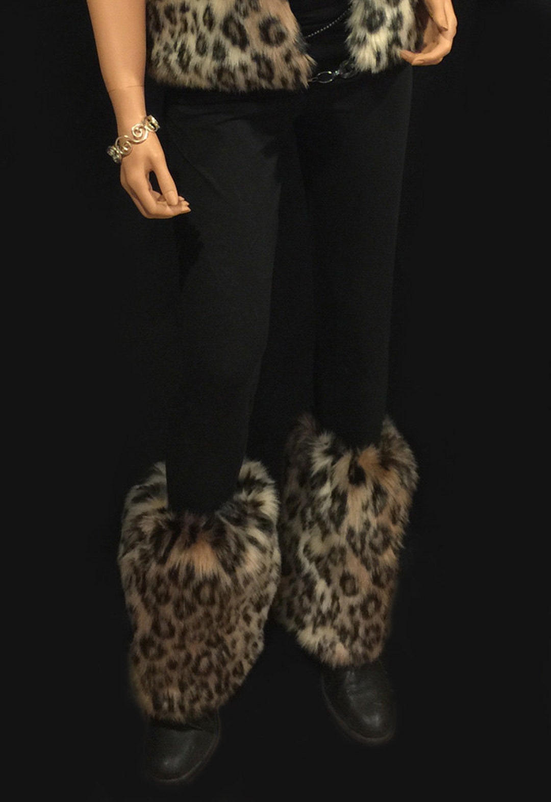 Faux Fur Leg Warmers Boot Covers in Leopard Style FG106 Etsy