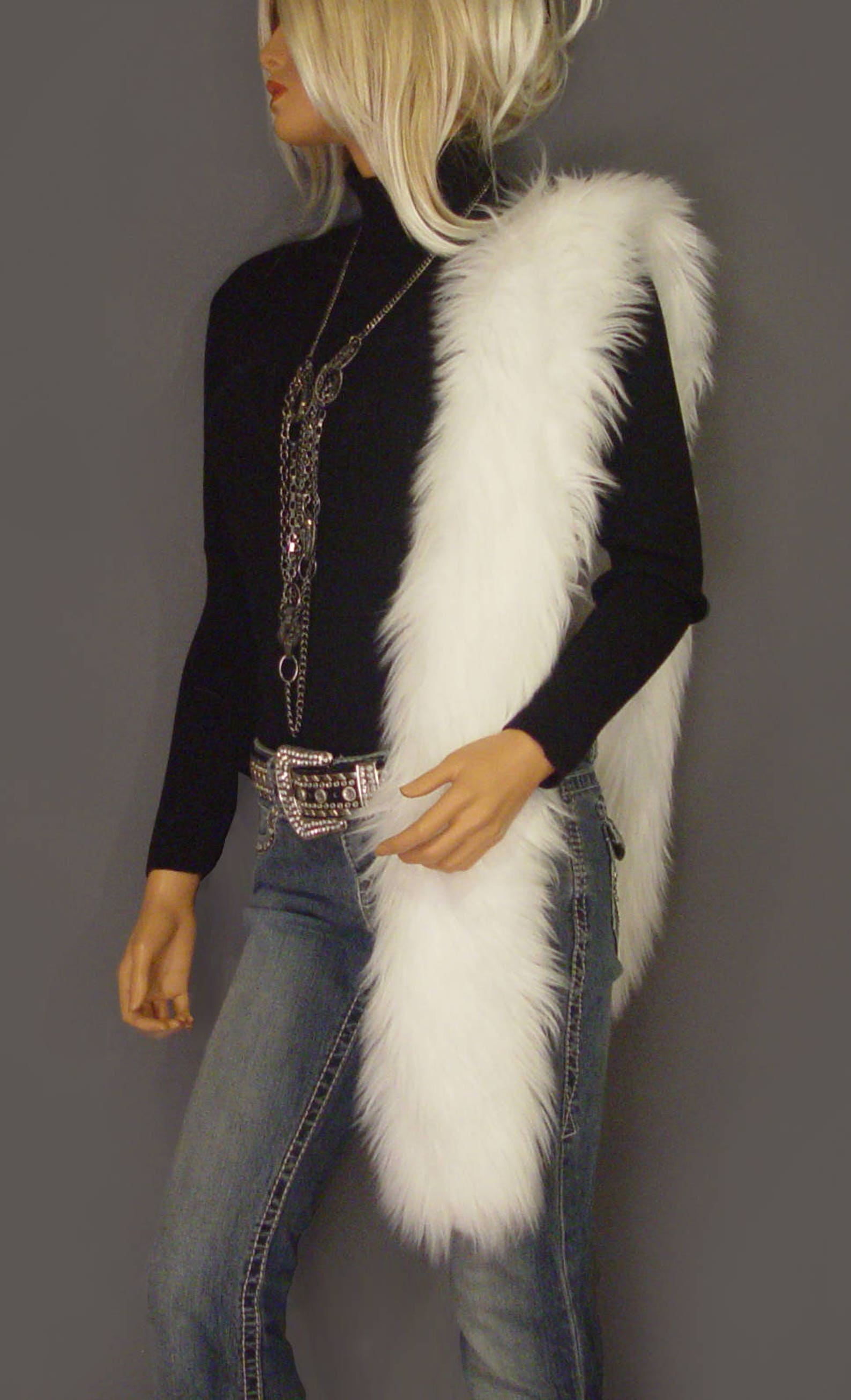 White Faux Fur Scarf Faux Fur Boa in Angora Faux Fur Wrap Etsy