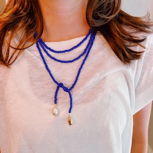 Beaded Wrap Necklace with Drop Pearls