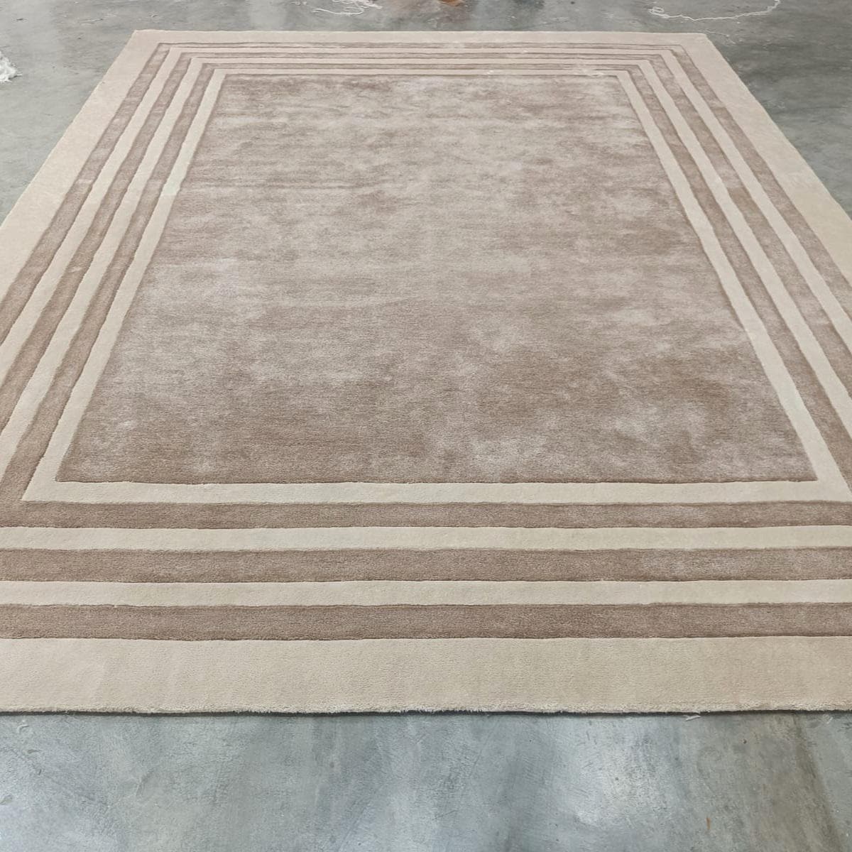 Beige Border Rug Handtufted Beige Area Rug, Modern Border Carpet, Neutral Minimalist Rug ...