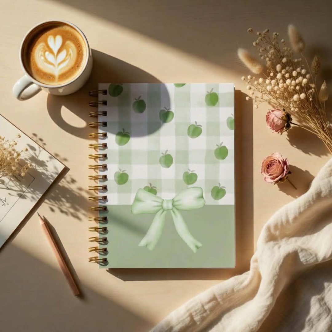Notebook Cover, Sage Green Color, Floral Design , 3d Notebook Designs ...