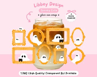 Goldie Ghosts Halloween Glass Can Wrap: Spooky Vintage Frame (Digital Download)