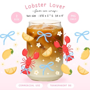 Lobster Drink Wrap PNG: Nautical Iced Coffee Glass Can Design (Digital Download)