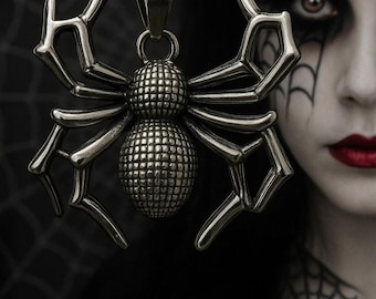 Gothic Spider Necklace – Stainless Steel Arachnid Pendant – Dark Gothic Jewelry Gift for Men & Women
