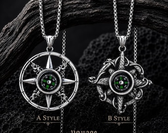 Real Working Compass Necklace, Adventure Gift for Him