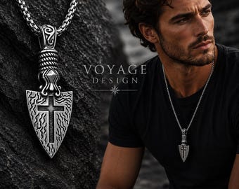 Stainless Steel Knight Cross Pendant