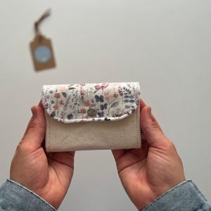 Portafoglio in cotone floreale – Portamonete con chiusura a scatto fatto a mano, porta carte