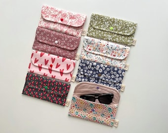 Handmade Cotton Glasses Sleeve – Quilted Padded Eyewear Case for Glasses & Pens