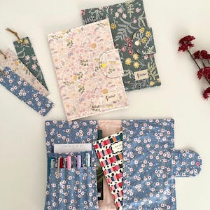 Cotton Journal Pouch and Pen Organizer: Book Cover Planner Sleeve
