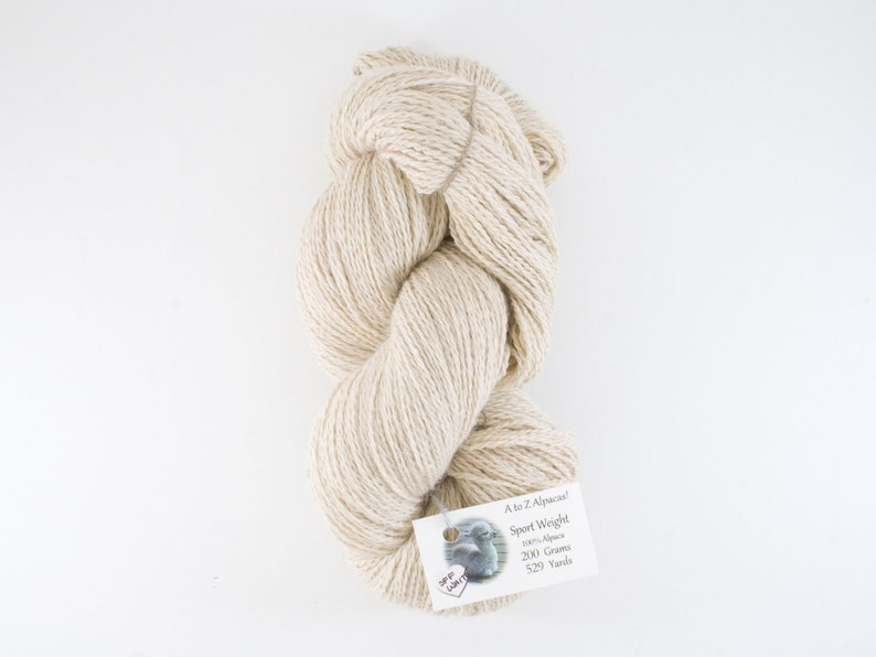 Sport Weight A to Z Alpaca Yarn Natural Colors from the family farm Off White