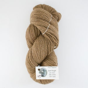 Sport Weight A to Z Alpaca Yarn Natural Colors from the family farm Sepia