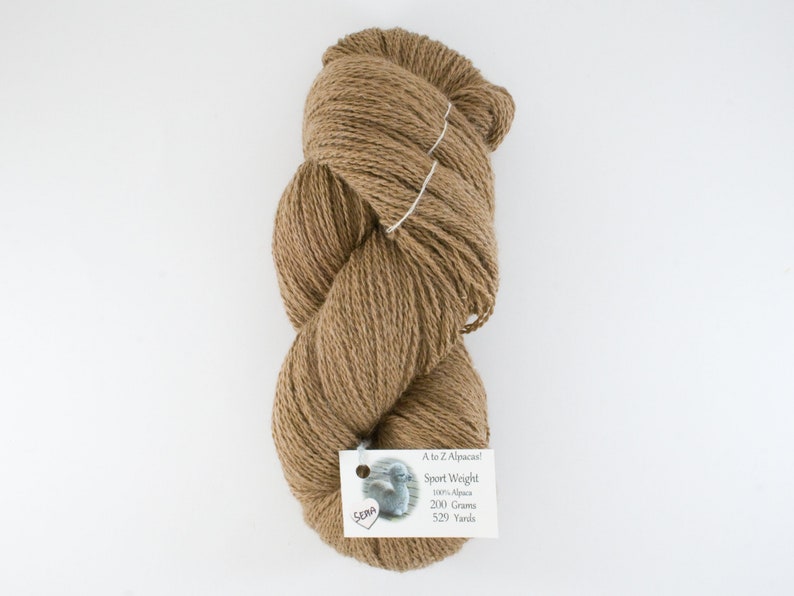 Sport Weight A to Z Alpaca Yarn Natural Colors from the family farm Sepia