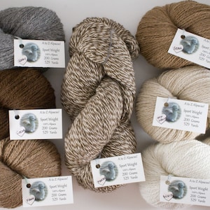 Sport Weight A to Z Alpaca Yarn Natural Colors from the family farm image 1