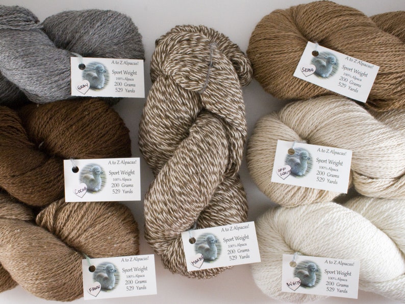 Sport Weight A to Z Alpaca Yarn Natural Colors from the family farm image 1