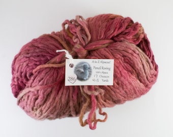Unspun thick ALPACA Yarn!! Pencil Roving For Spinning! From our family alpaca farm!