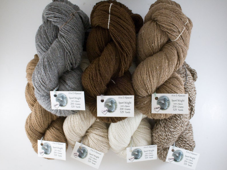 Sport Weight A to Z Alpaca Yarn Natural Colors from the family farm image 3