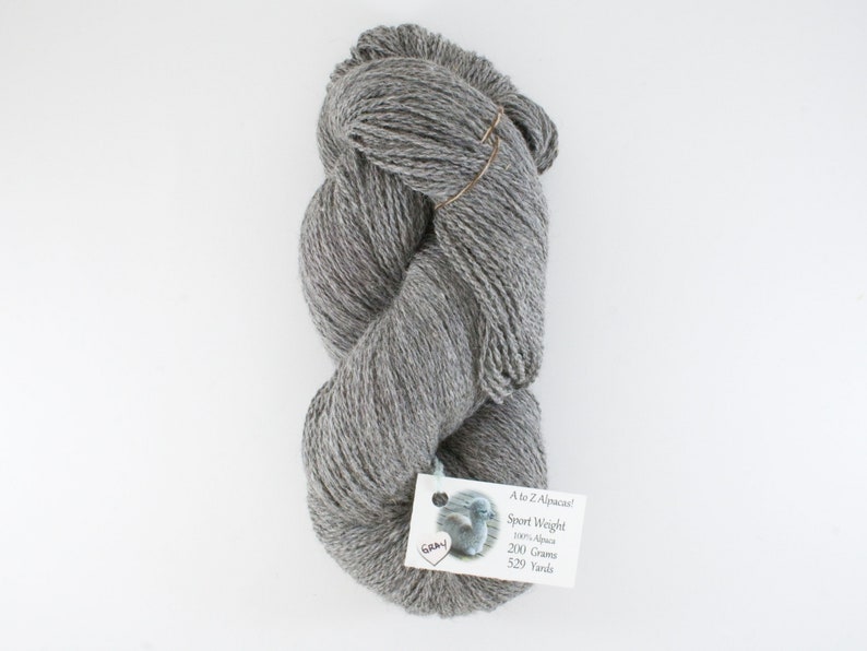 Sport Weight A to Z Alpaca Yarn Natural Colors from the family farm Gray