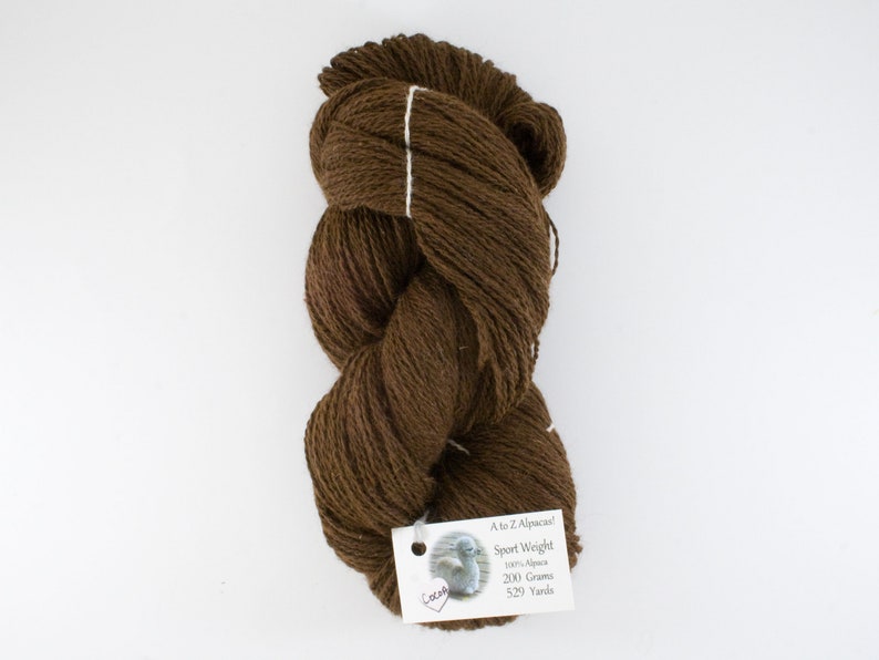 Sport Weight A to Z Alpaca Yarn Natural Colors from the family farm Cocoa