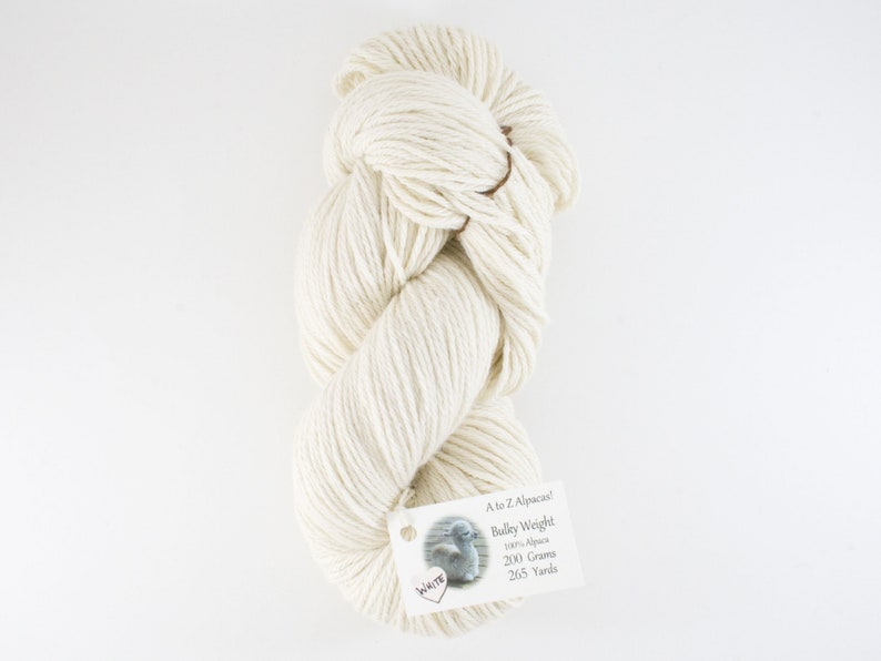 Bulky Weight Natural Alpaca Yarn From our family alpaca farm White