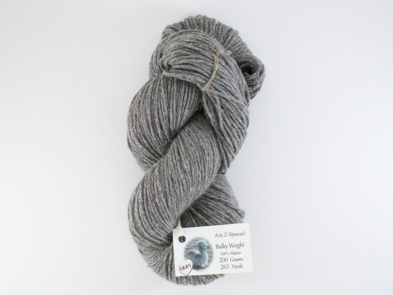 Bulky Weight Natural Alpaca Yarn From our family alpaca farm Gray