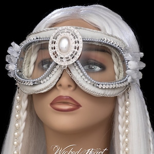 Burning Man Goggles ~ White Pearl Goggles, Burning Man goggles, Burner dust goggles, festival goggles, rave goggles
